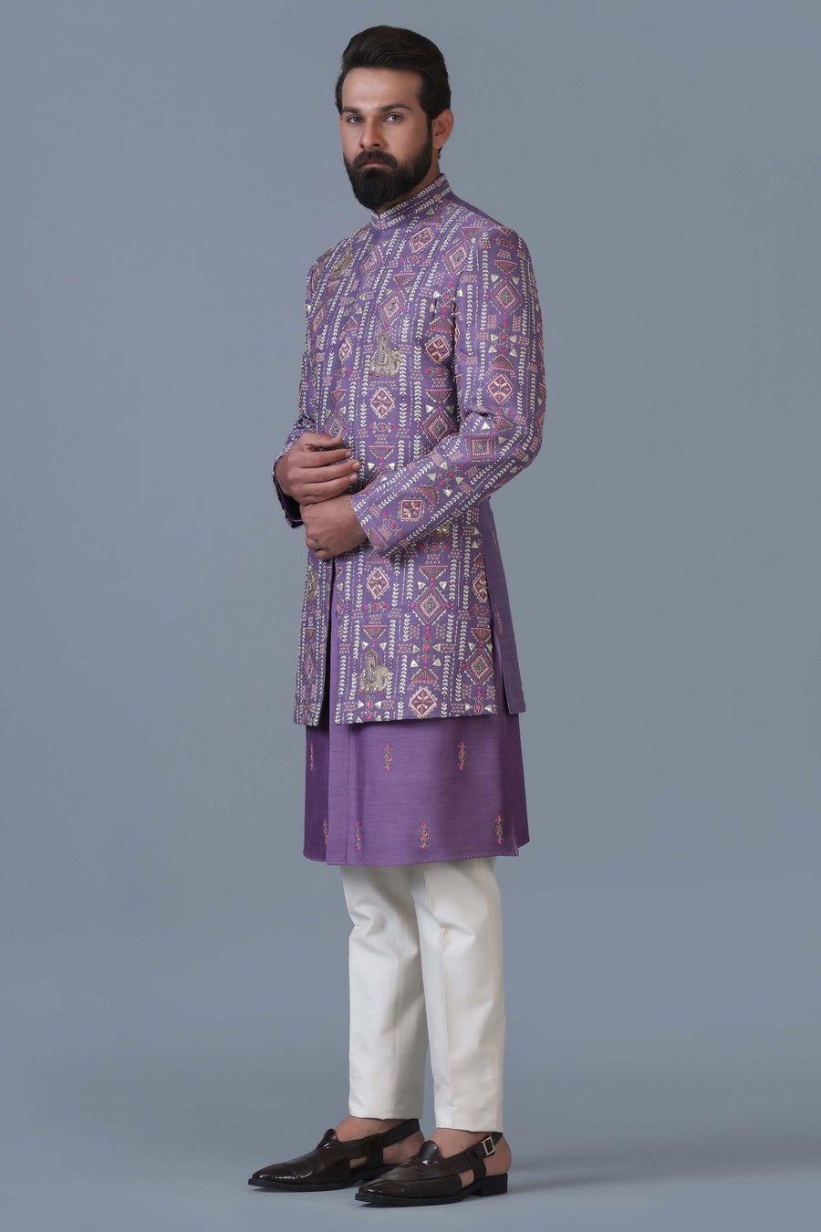 Lilac Embroidered Indowestern