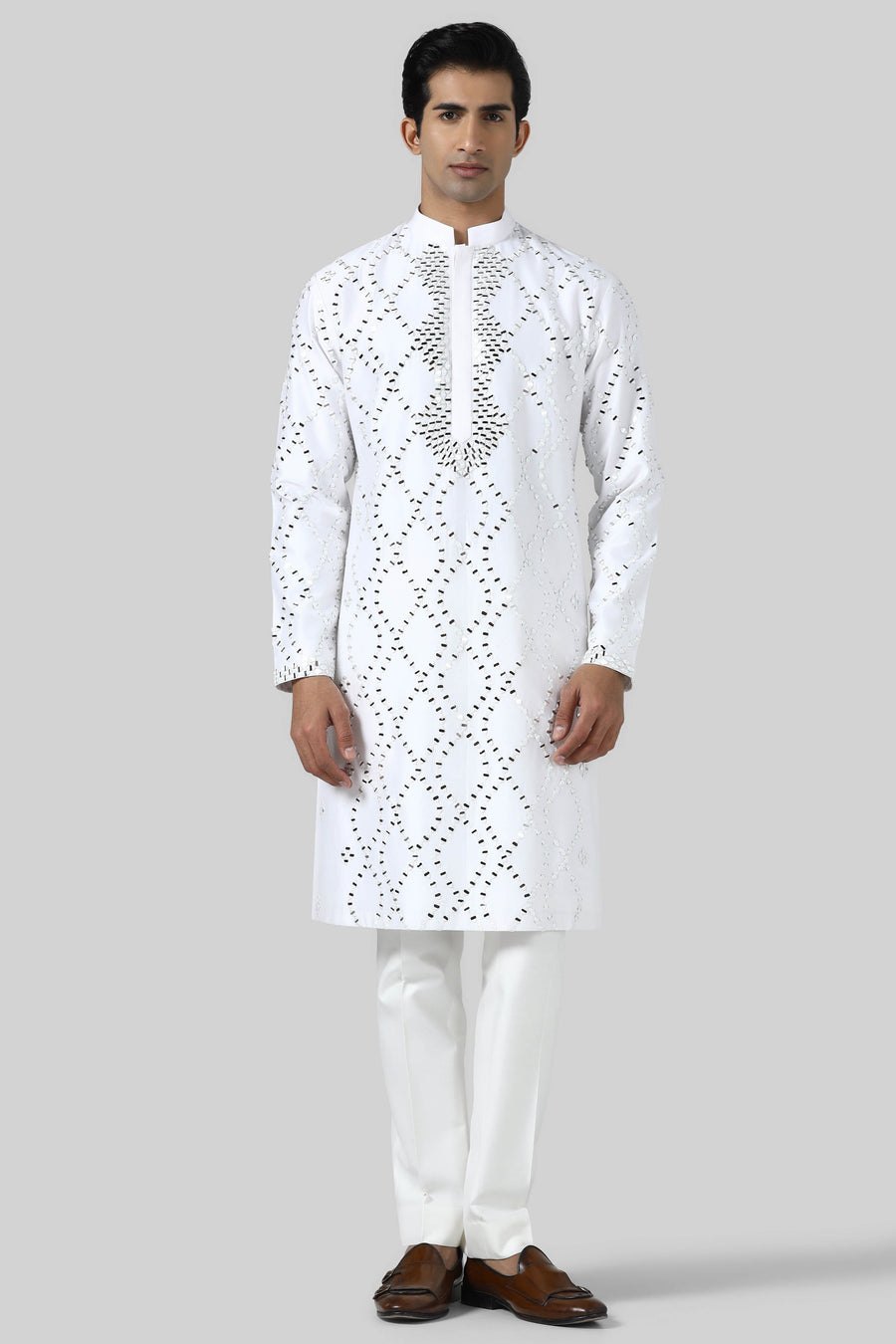 White Mirror Kurta Set