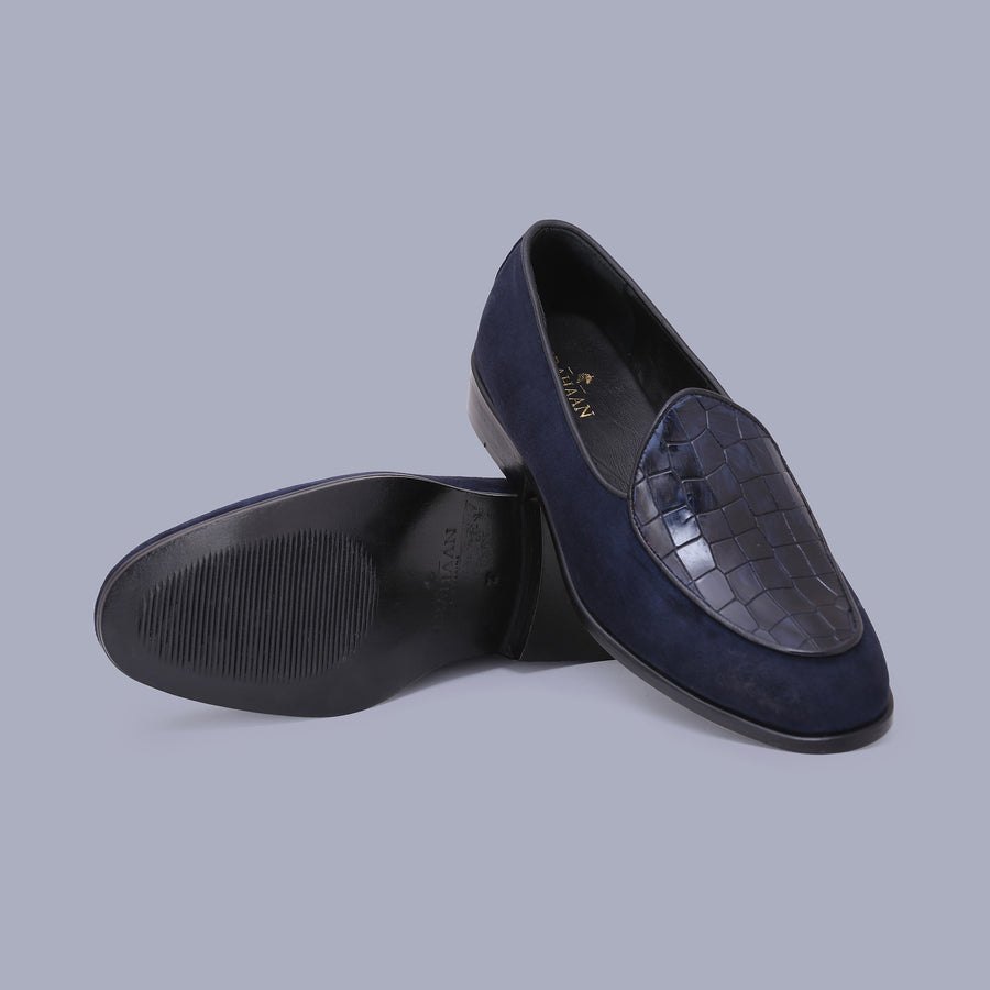 Navy Suede Loafers