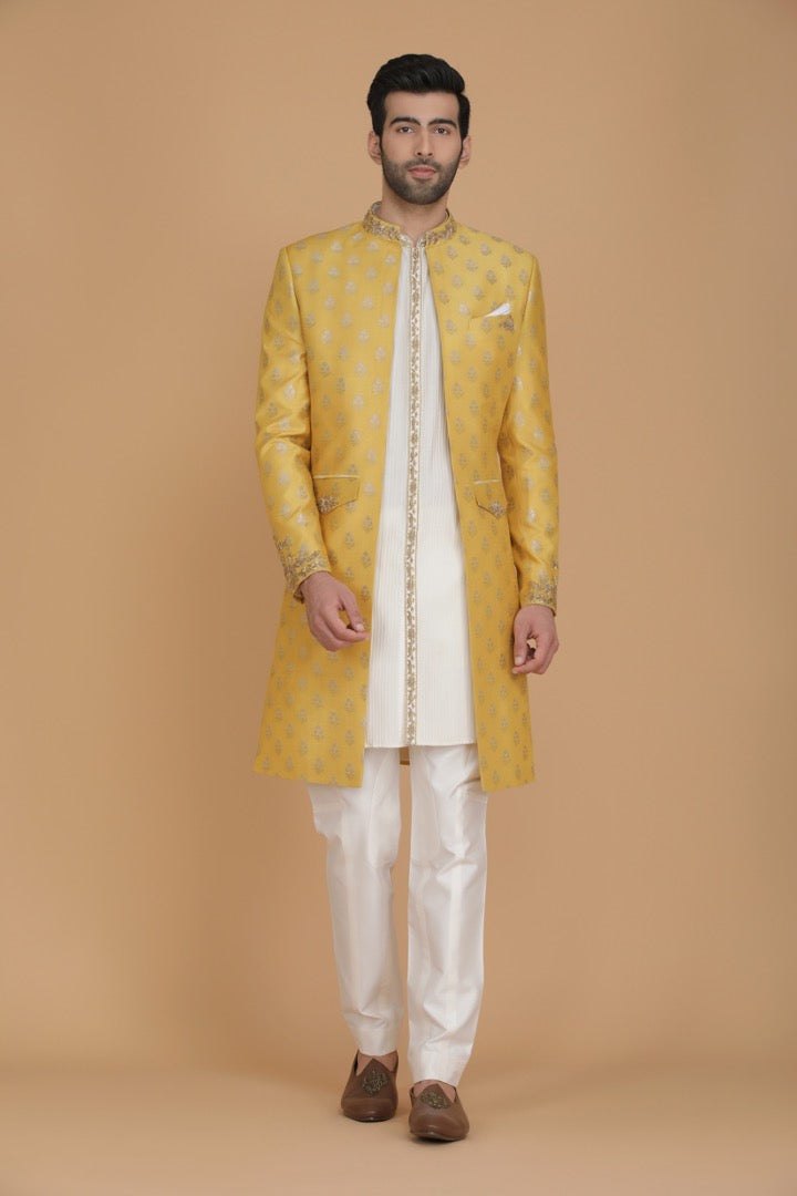 Yellow Layered Indowestern