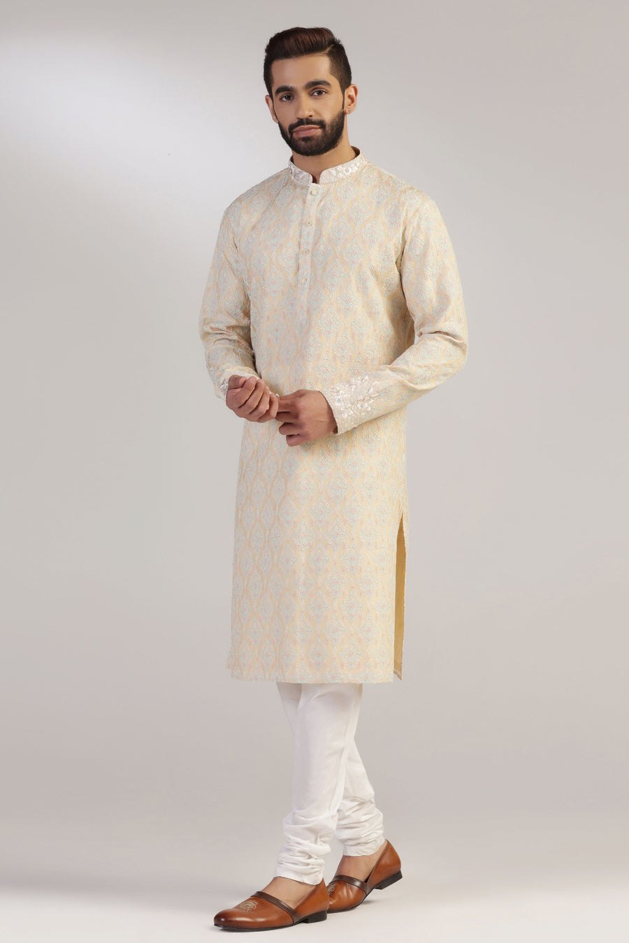 Yellow Multicolour Kurta Pajama
