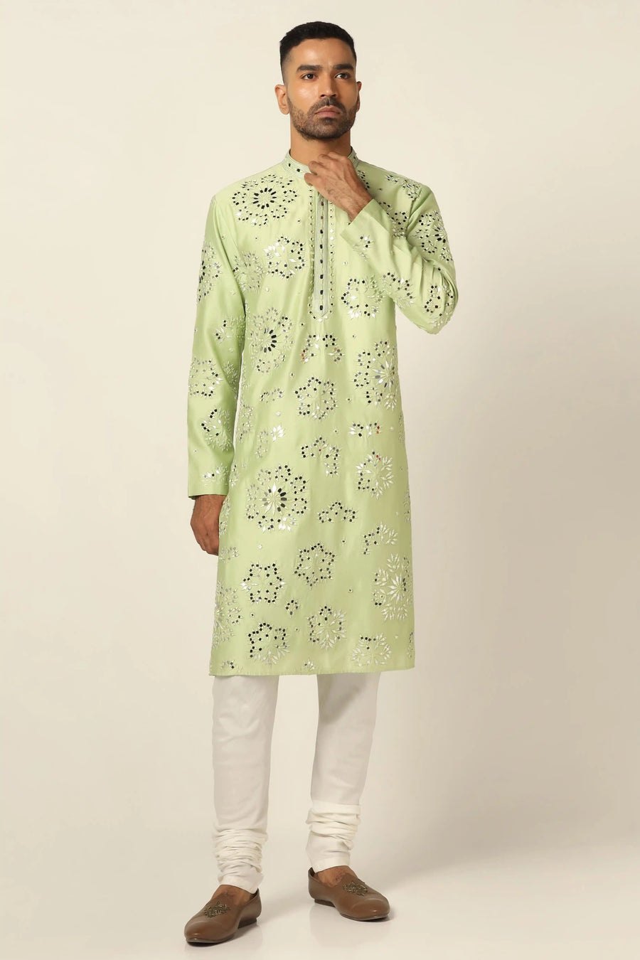 Green Mirrorwork Kurta Pajama