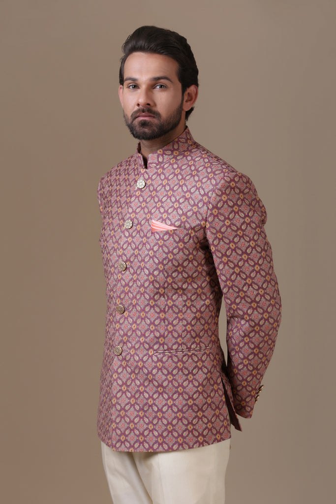 Maroon Embroidered Bandhgala