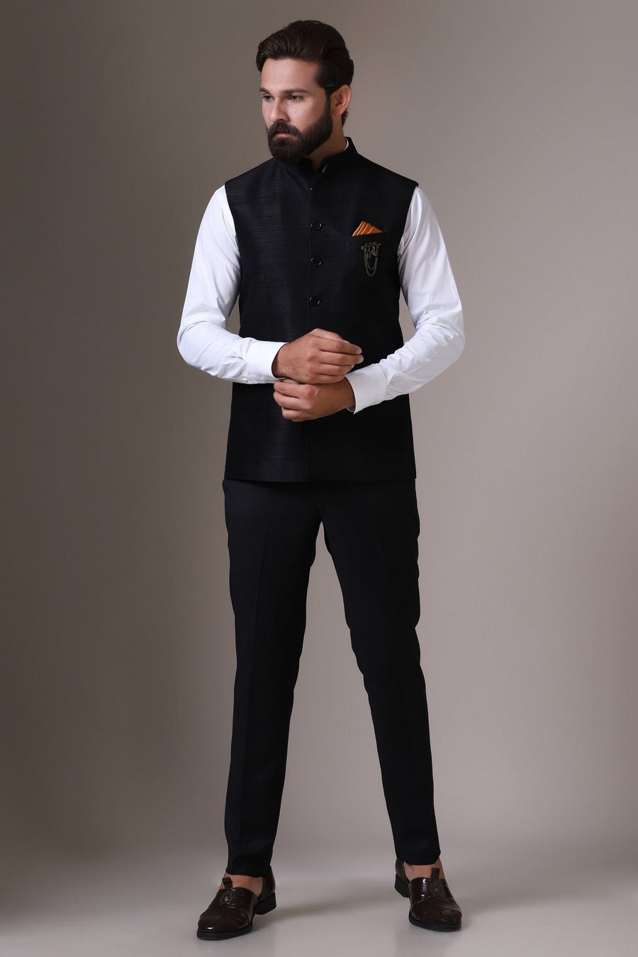 Black Raw-Silk Jacket