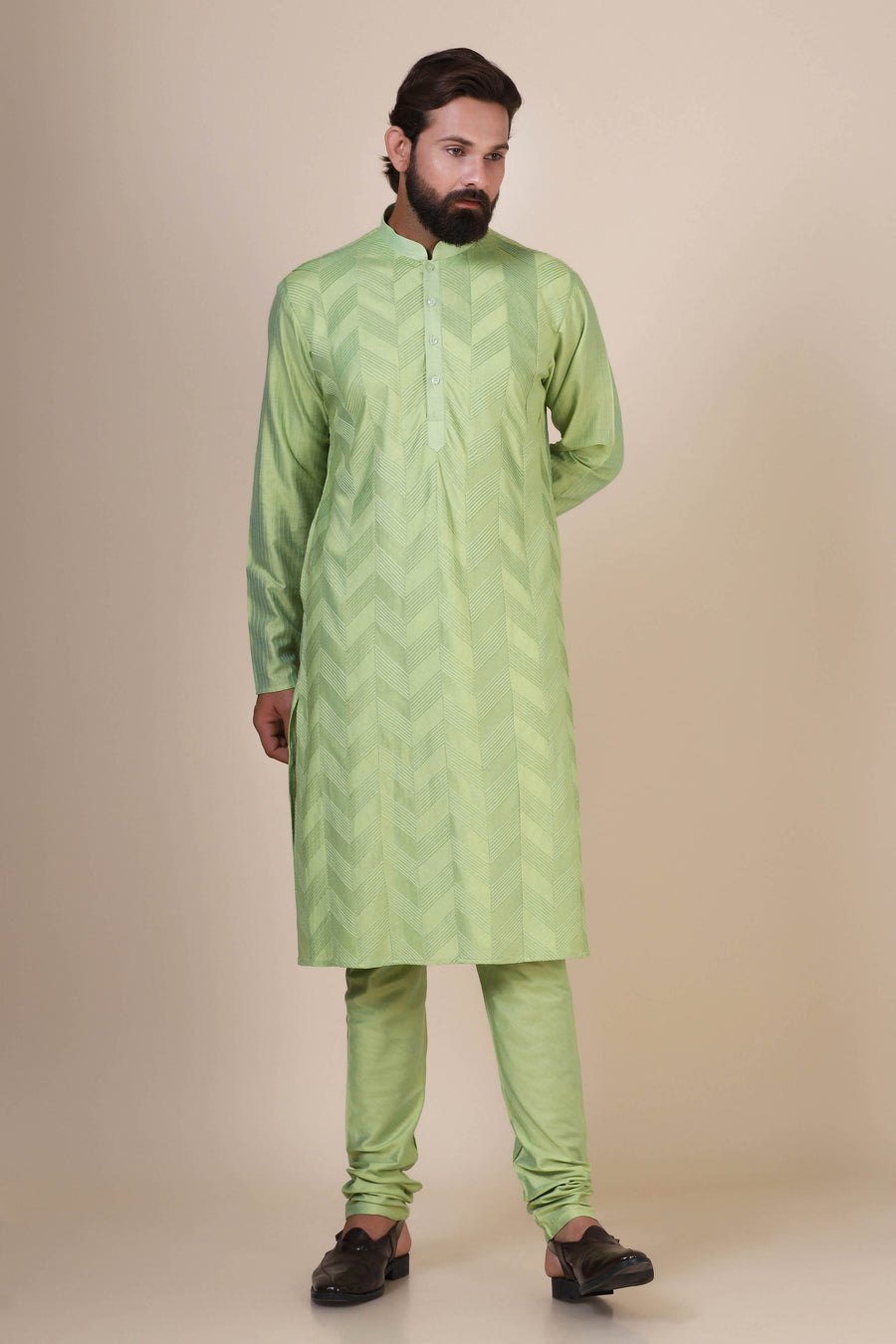 Green Pintuck Kurta Pajama