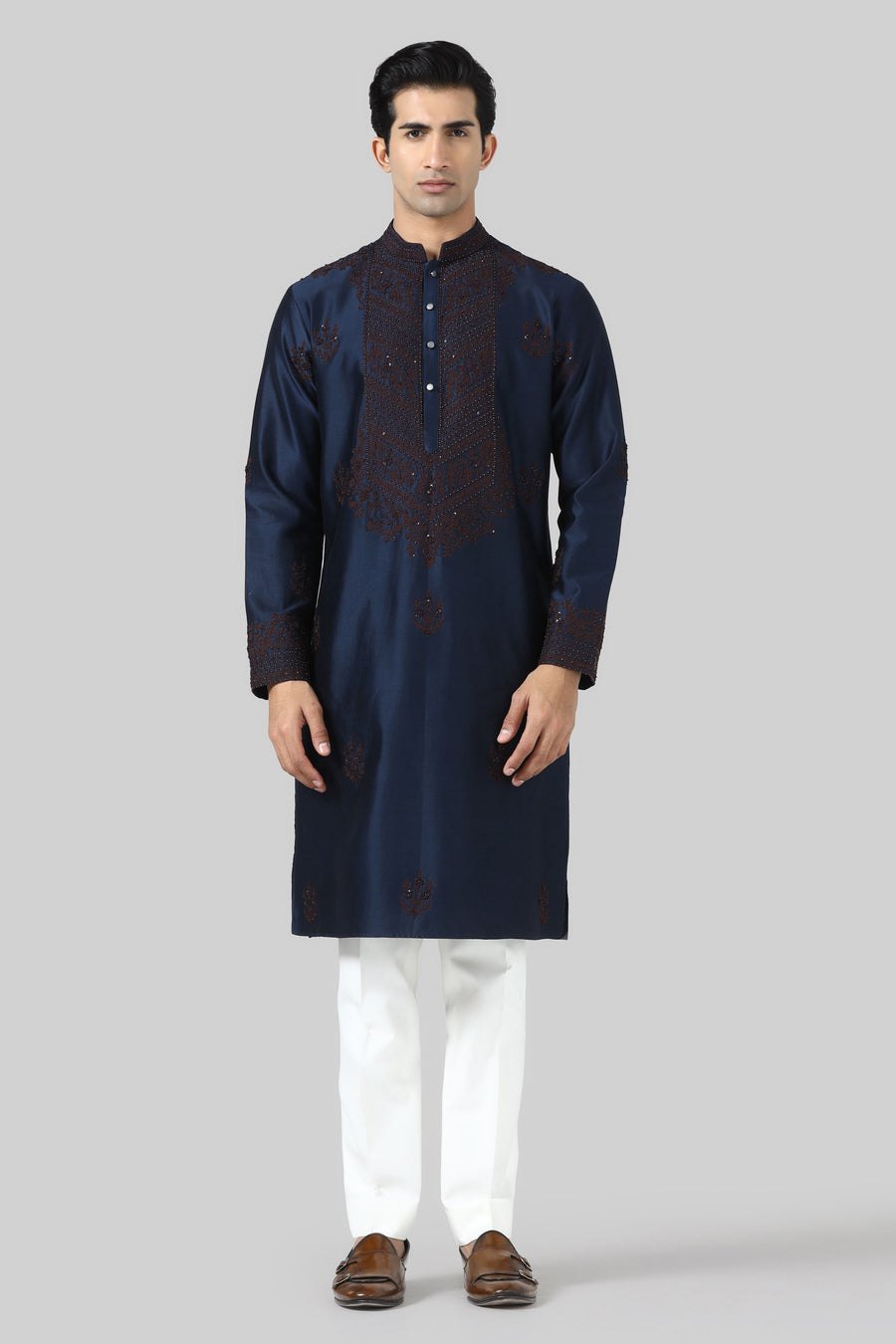 Navy Embroidered Kurta Set