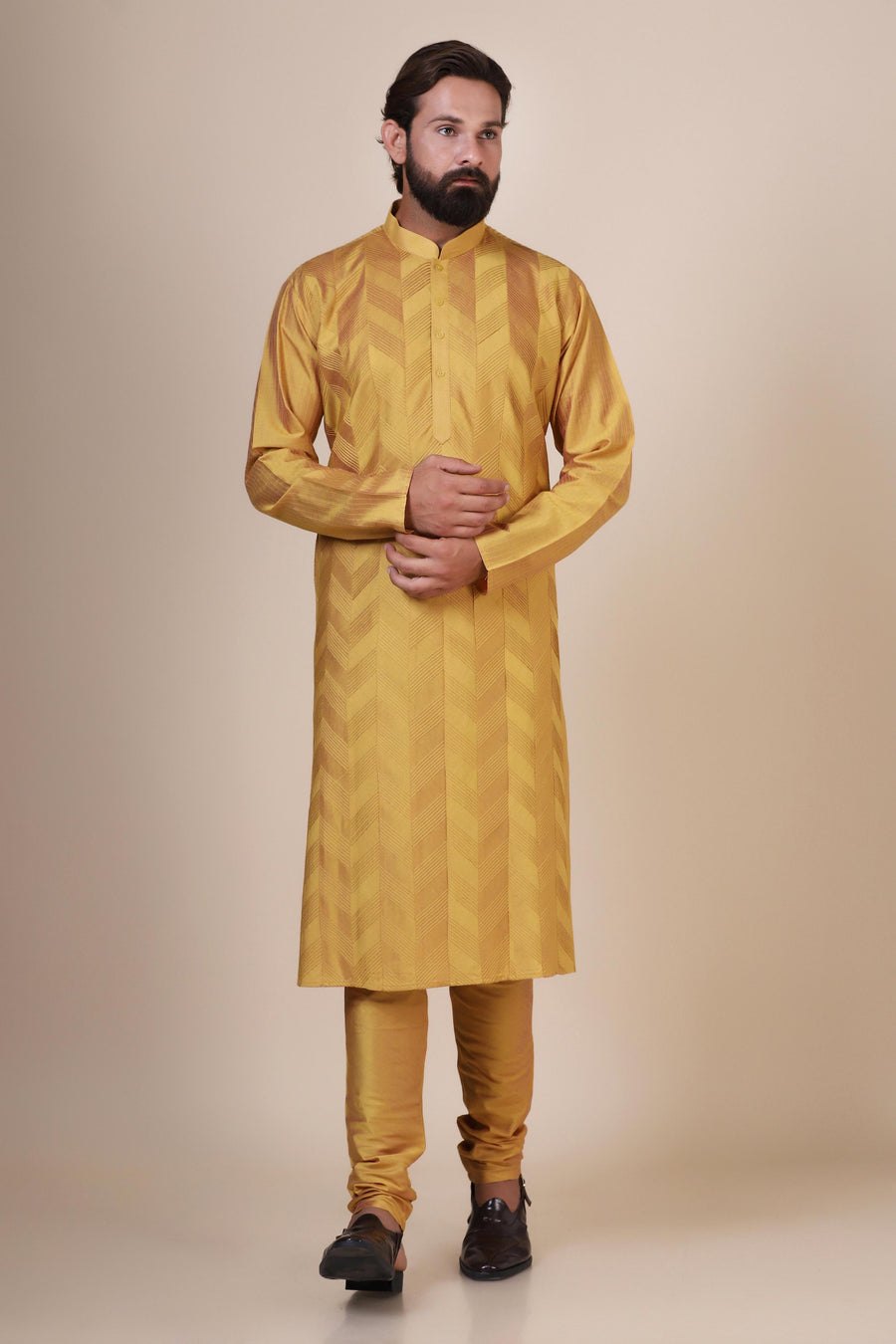 Yellow Pintuck Kurta Pajama