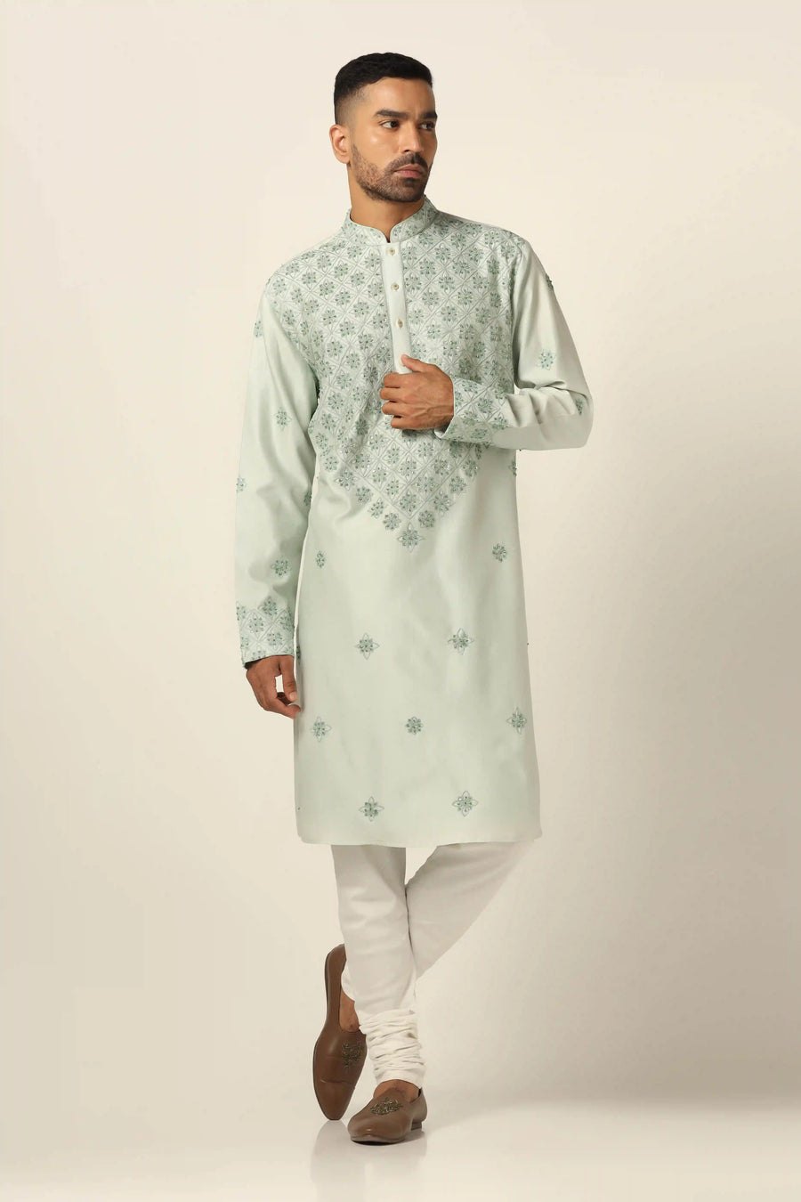 Green Embroidered Kurta Pajama