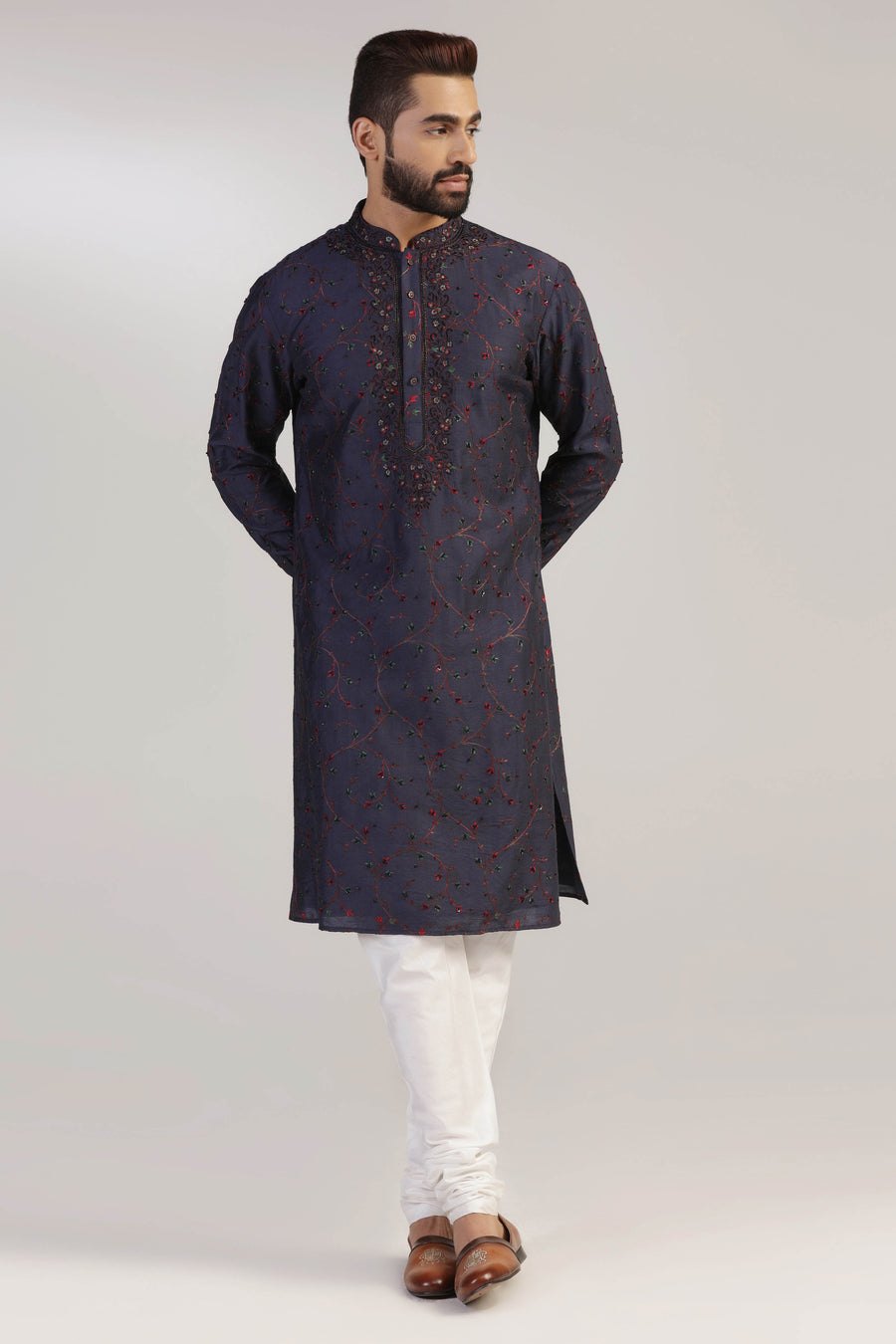Navy Embroidered Kurta Set