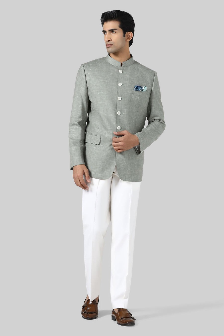 Sage Green Bandhgala Suit