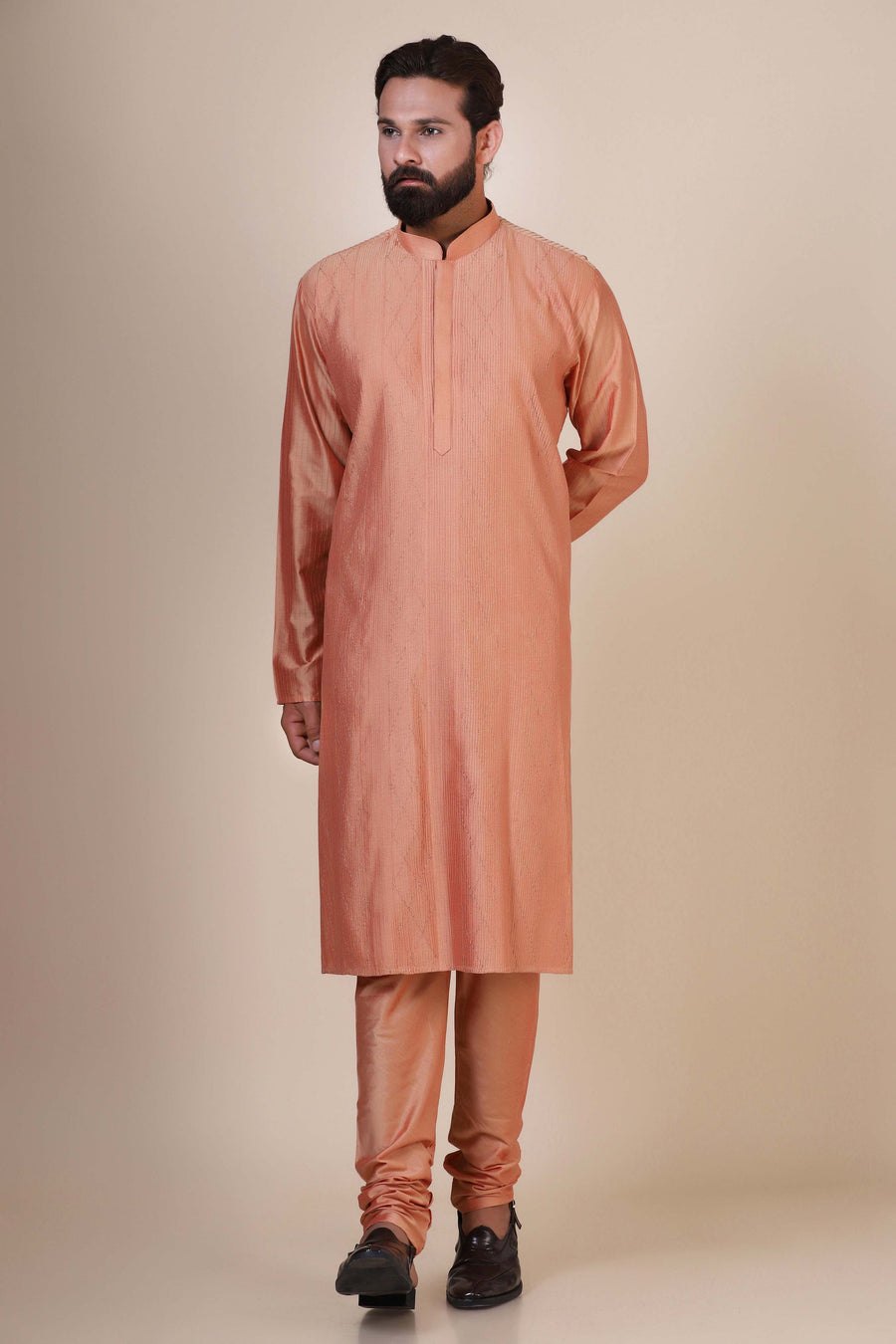 Peach Pintuck Kurta Pajama