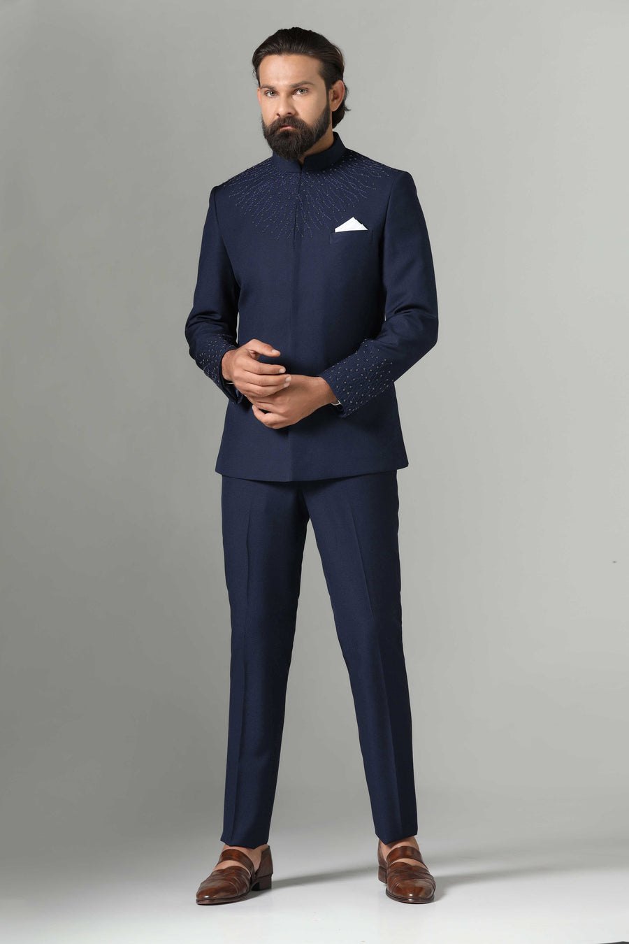 Navy Blue Bandhgala Suit