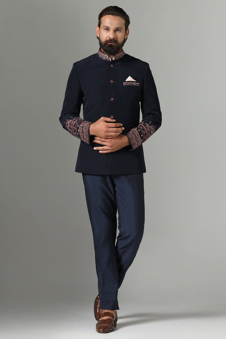 Dark Blue Bandhgala Suit