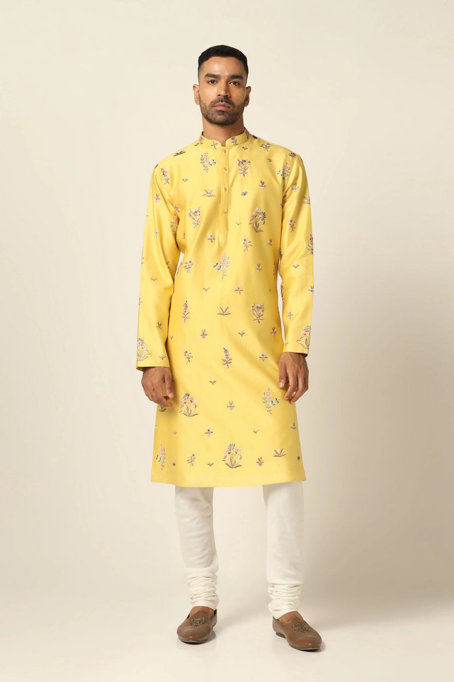 Yellow Embroidered Kurta Pajama