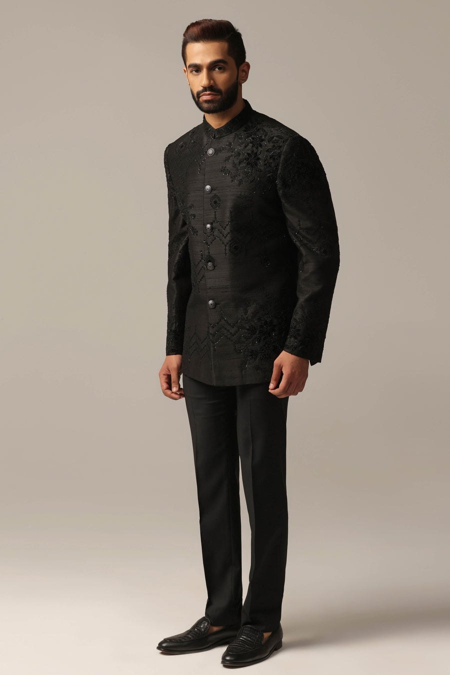 Black Embroidered Bandhgala
