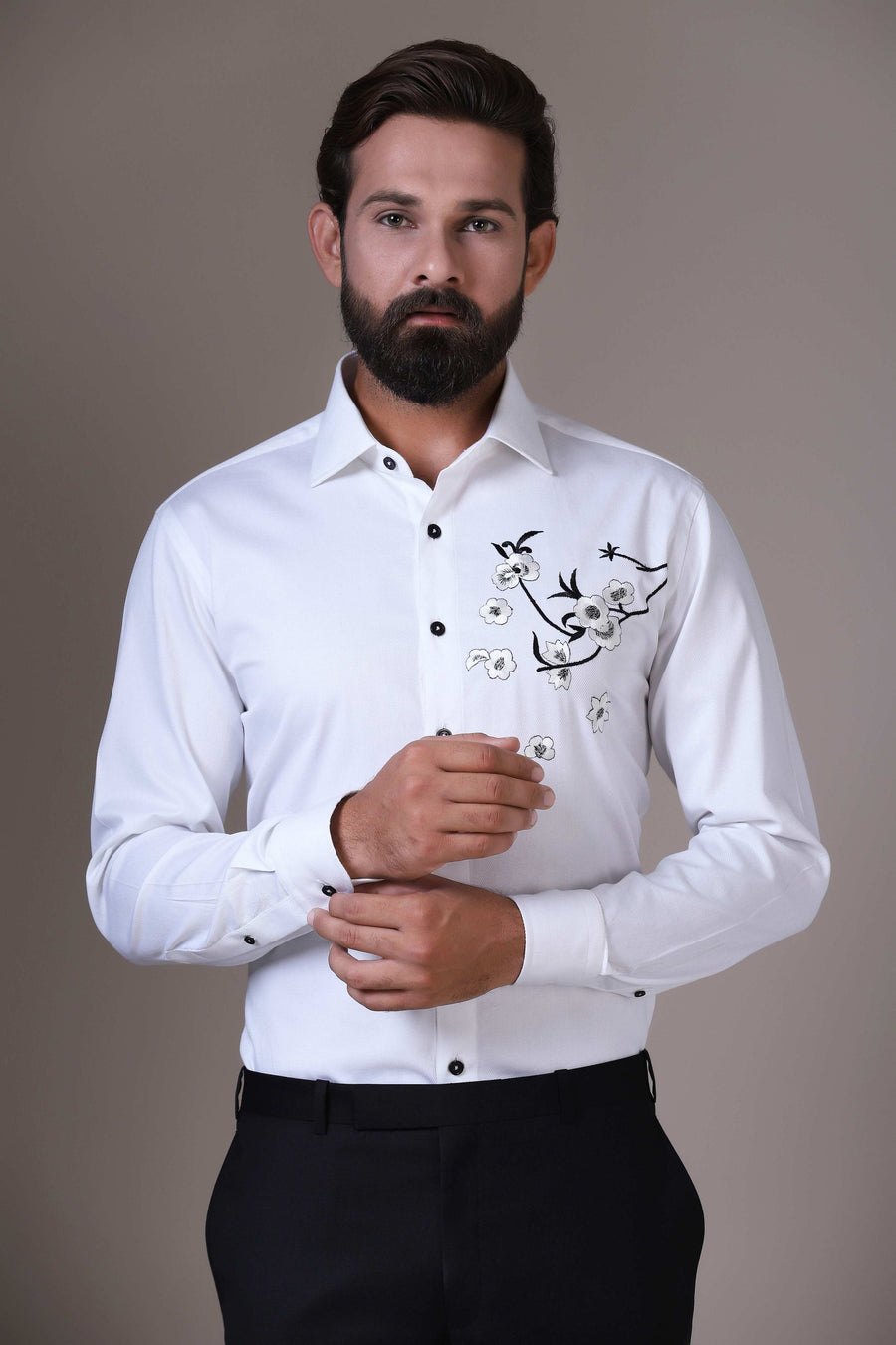 Floral Motif Evening Shirt