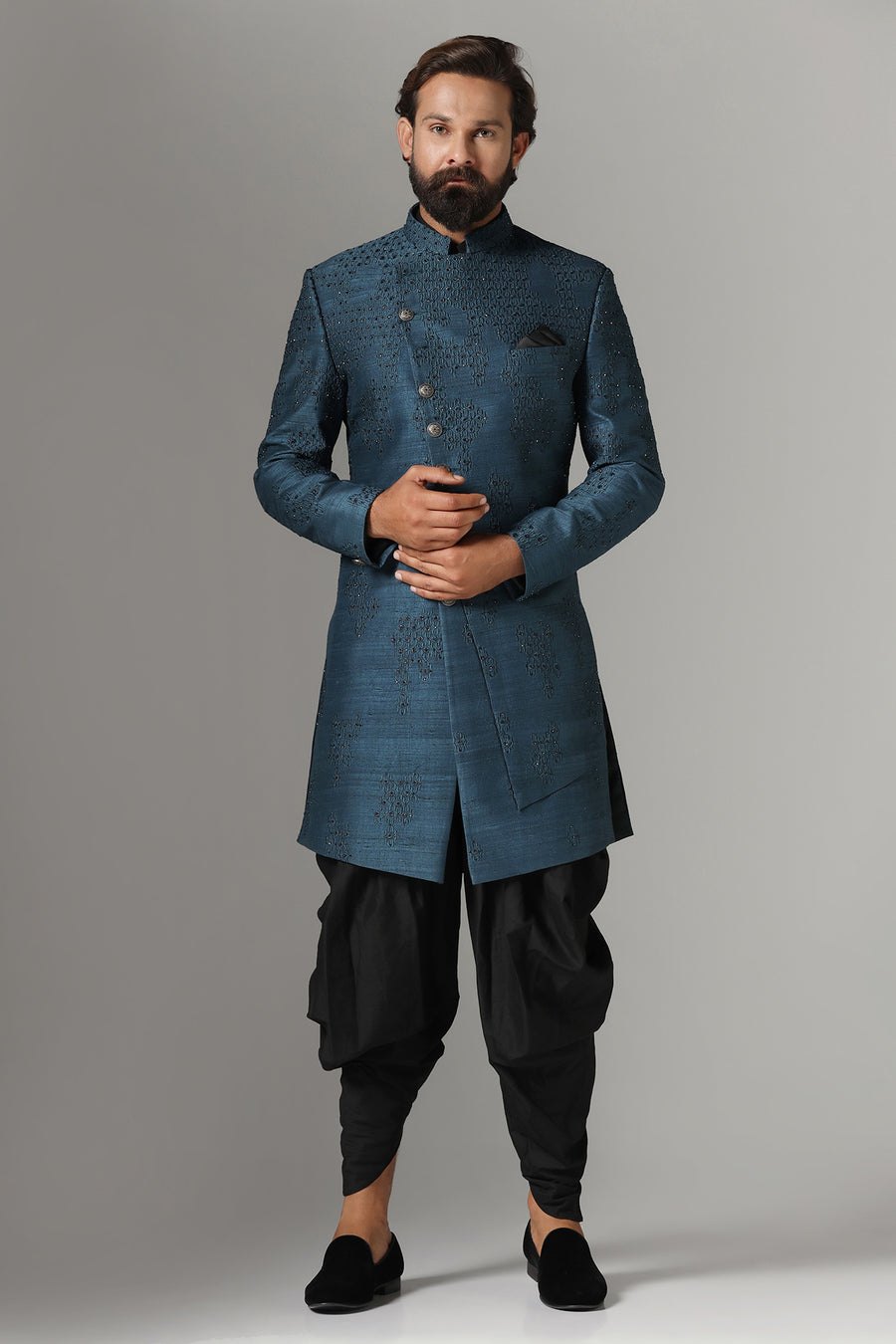 Blue Embroidered Indo-Western