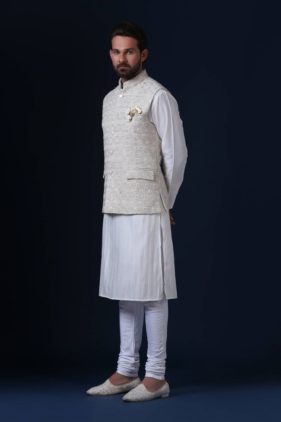 Off-White Jacquard Nehru Jacket