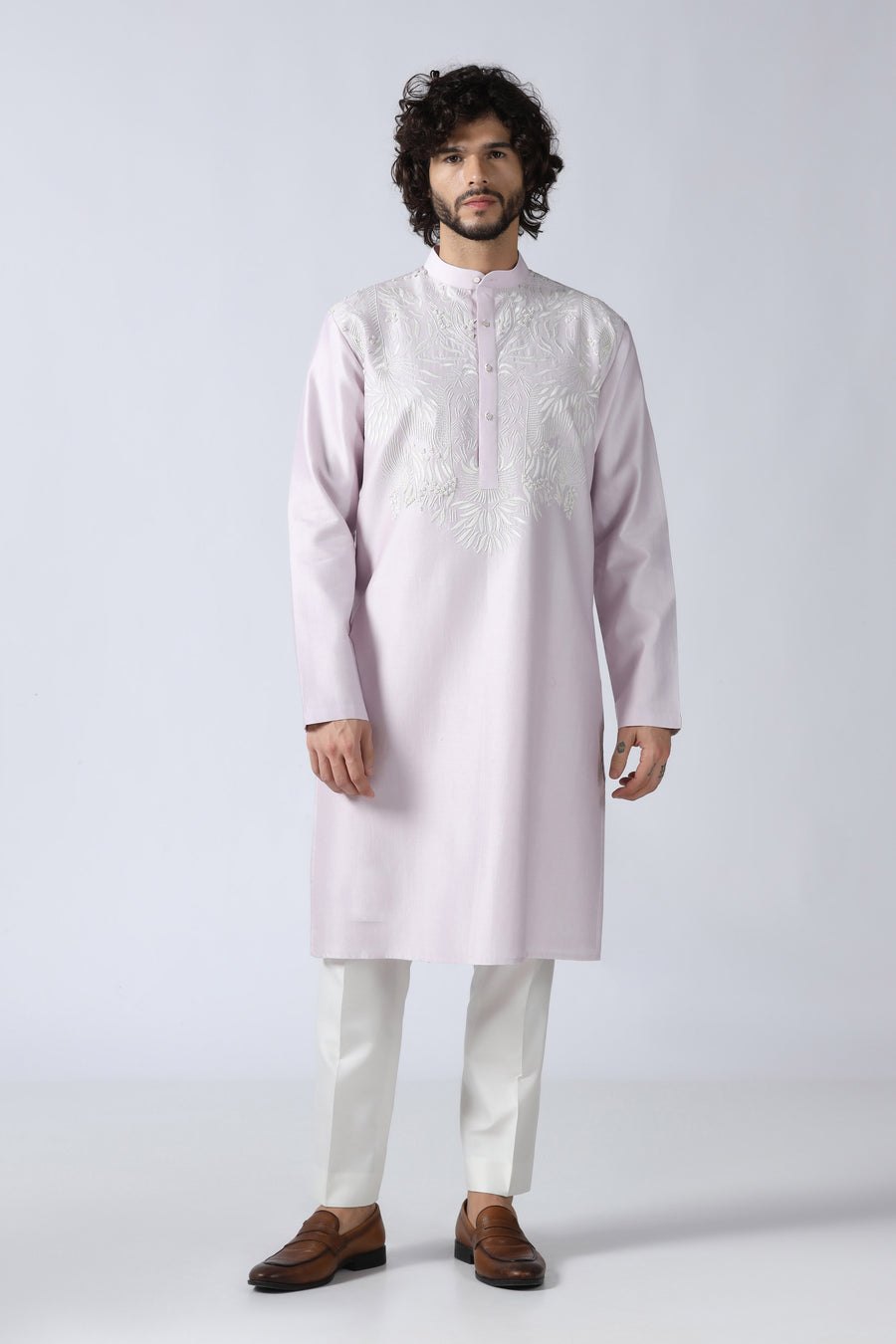 Purple Embroidered Kurta Set