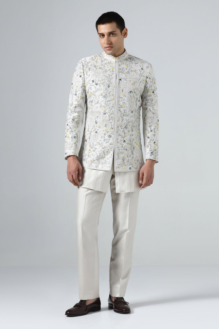 Ivory Floral Bandhgala