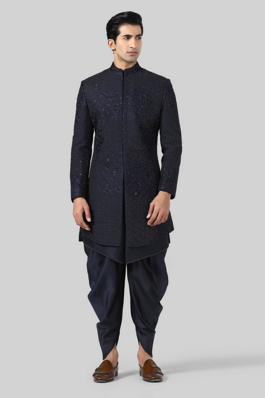 Navy Embroidered Indowestern Dhoti