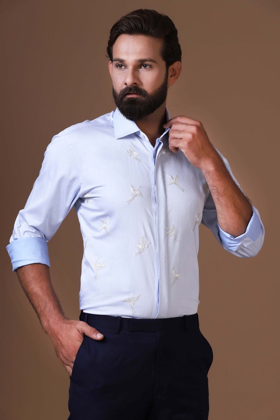 Blue Embroidered Shirt
