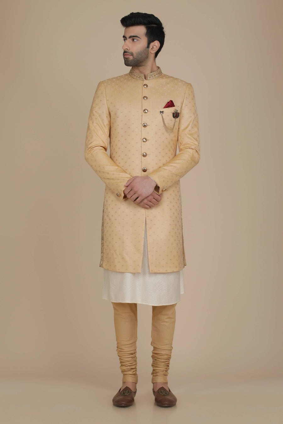 Golden Jacquard Indowestern