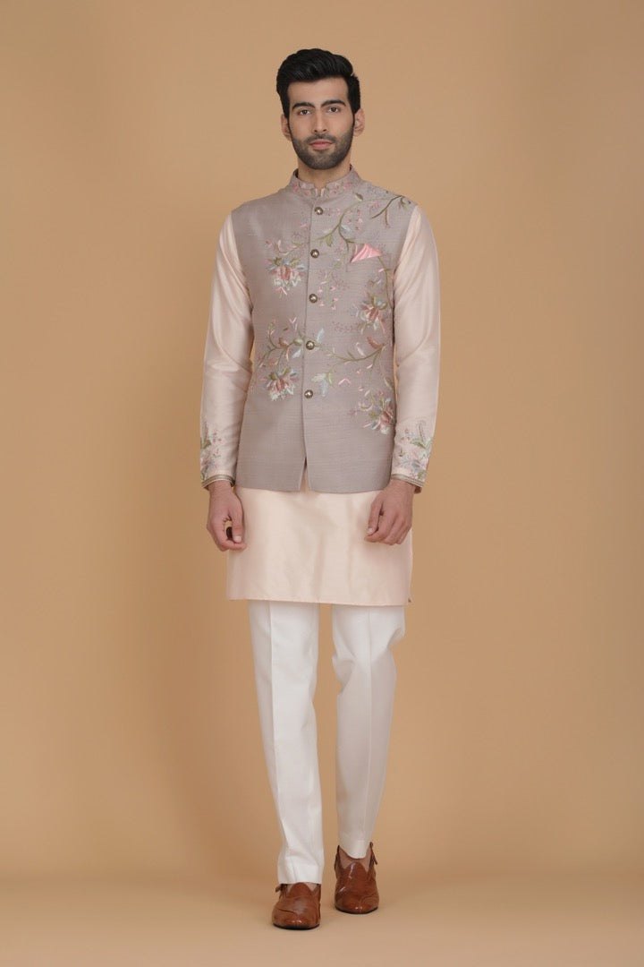Floral Embroidered Jacket Set