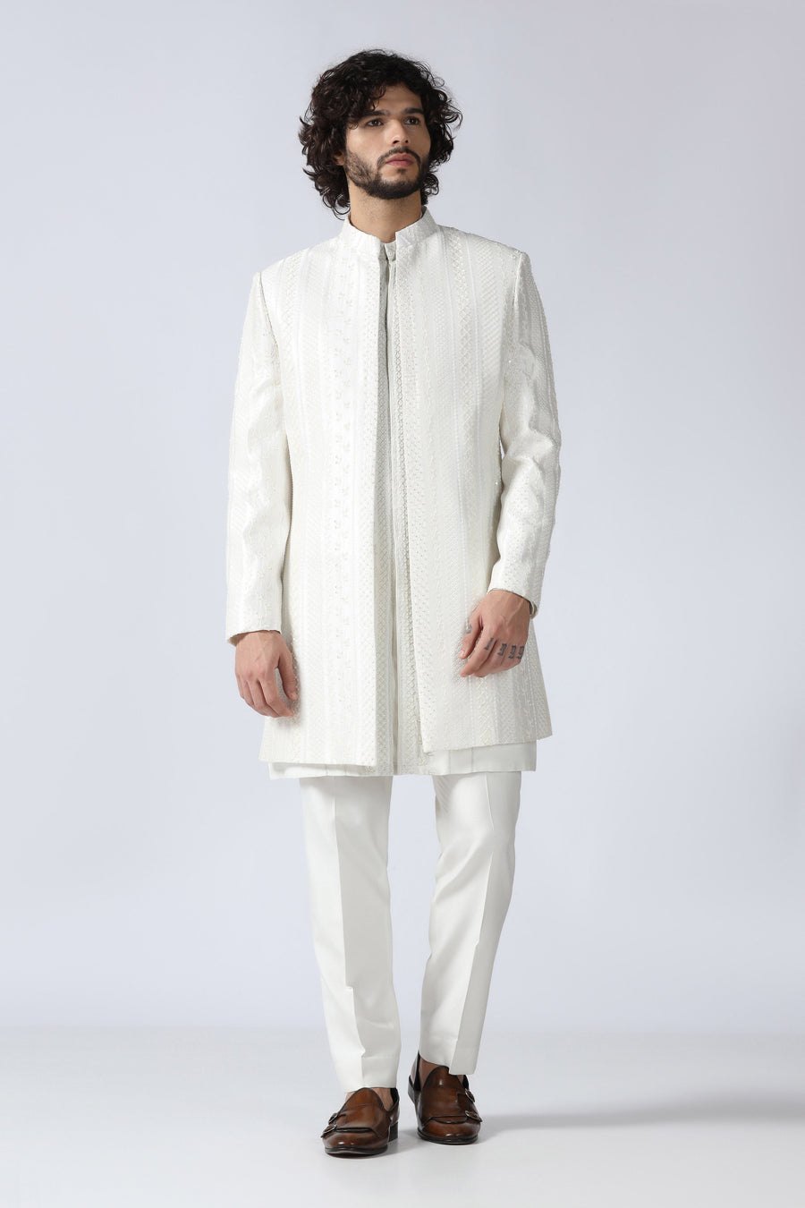 Ivory Embroidered Indowestern