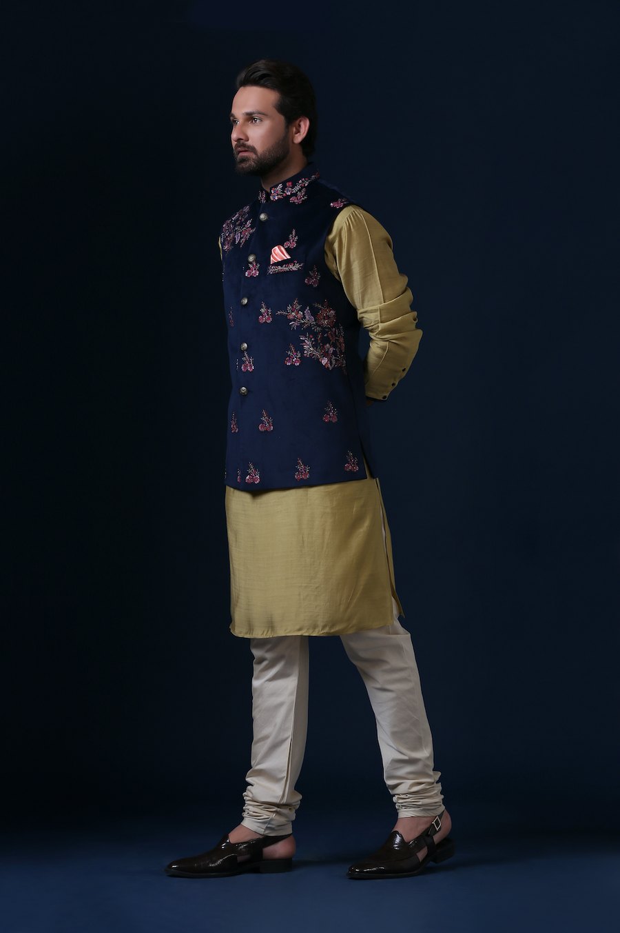 Navy Blue Nehru Jacket Set