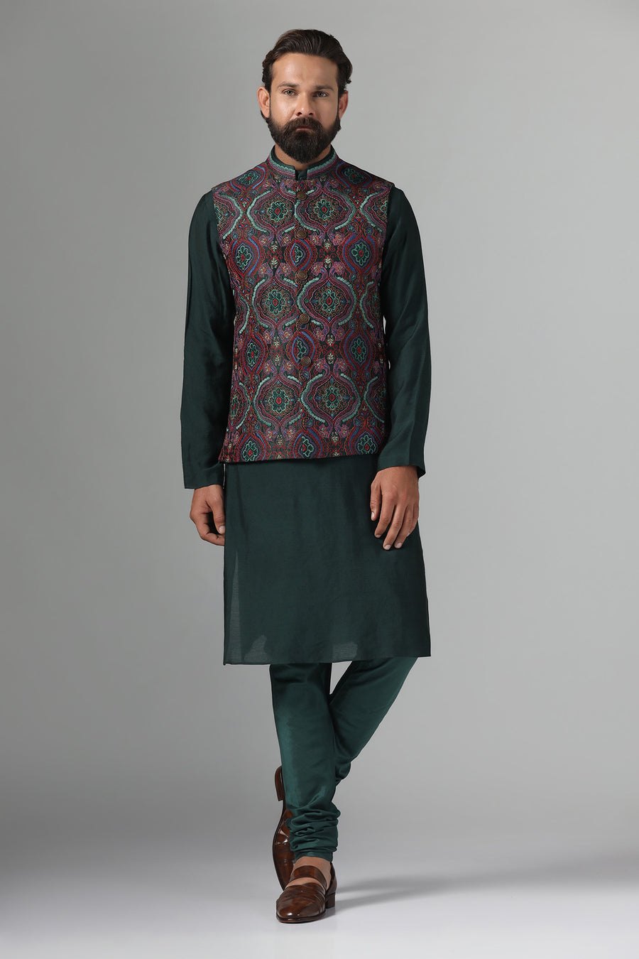 Multi Coloured Embroidered Nehru Jacket