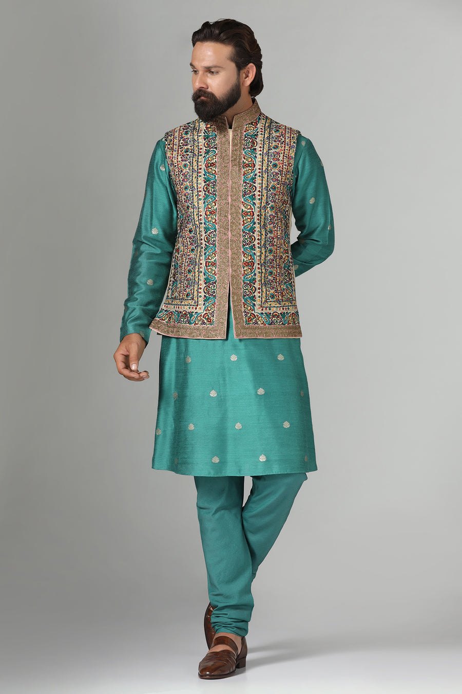 Multi-Colour Embroidered Nehru Jacket