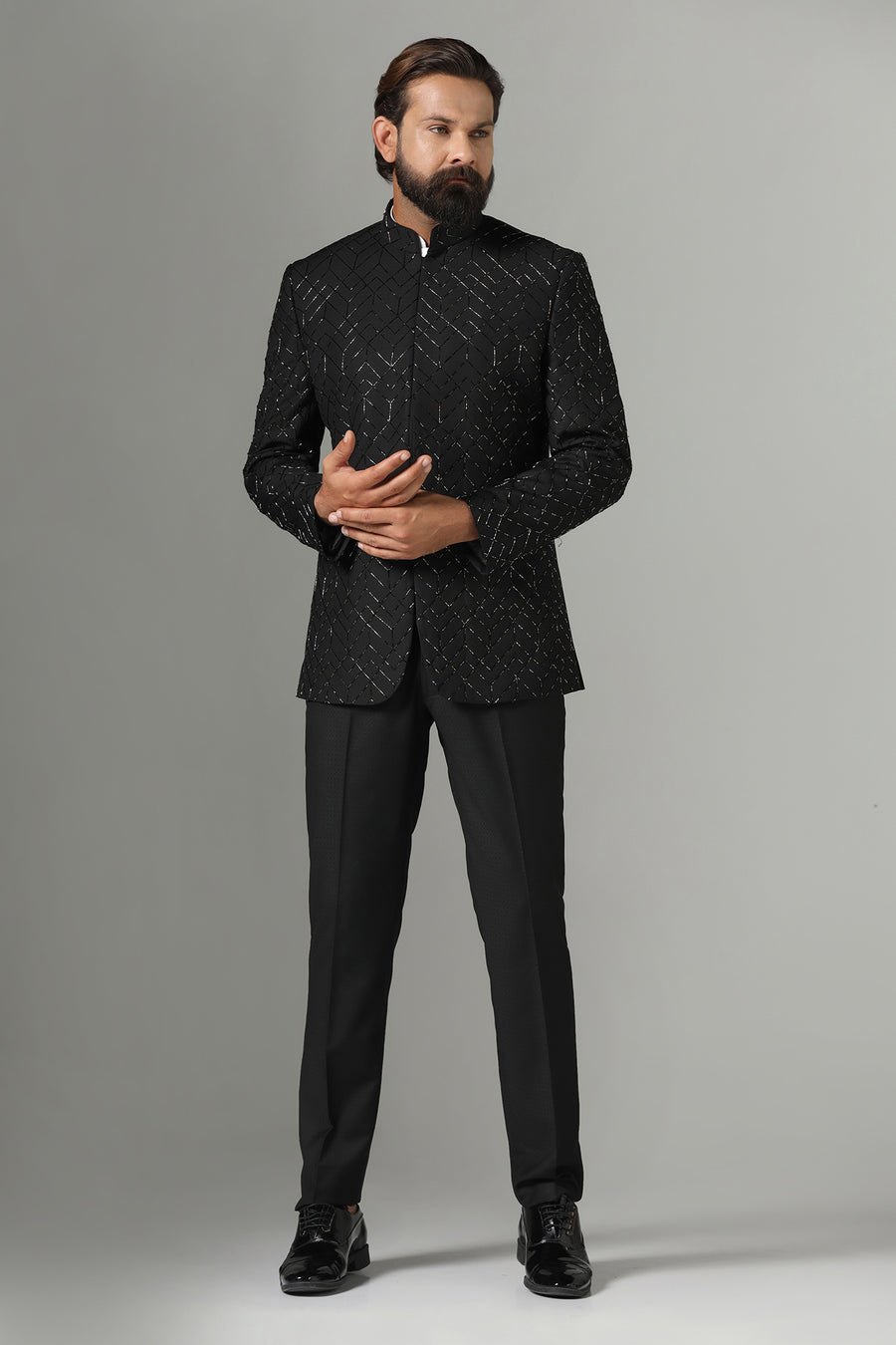 Black Embroidered Bandhgala