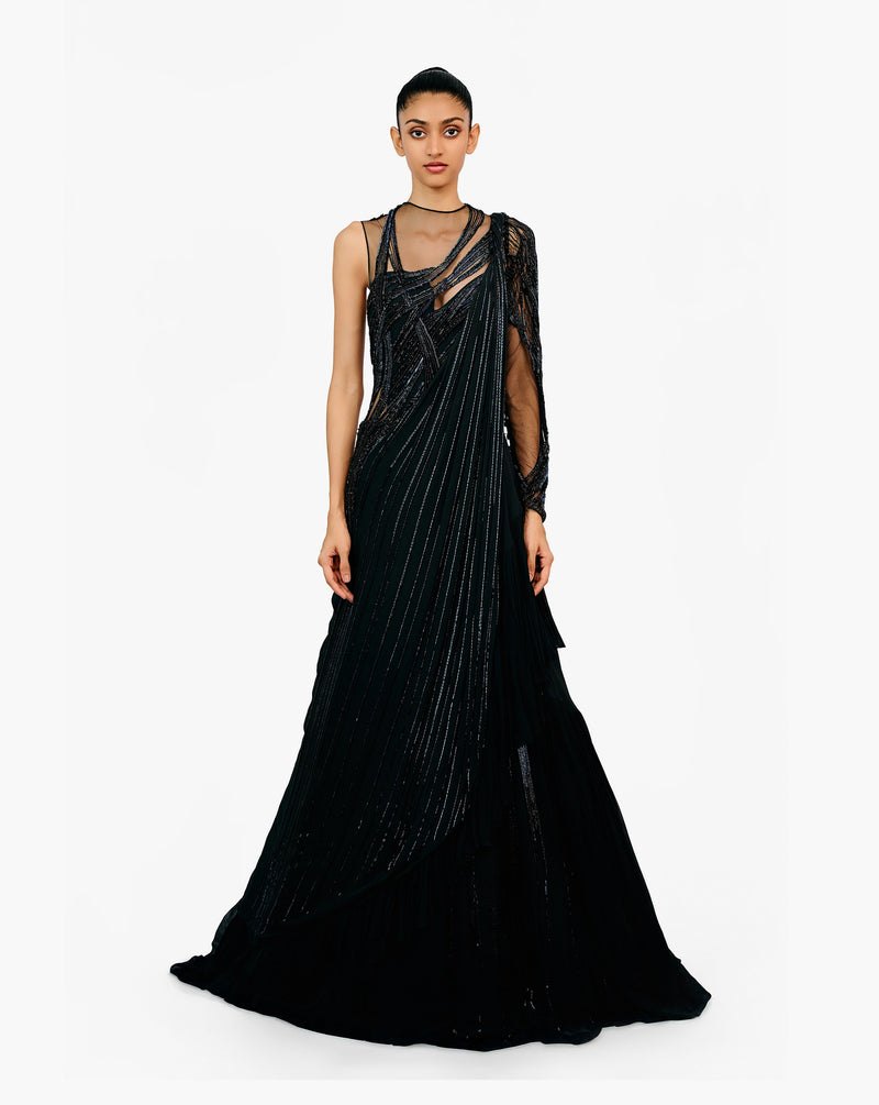 The Vestra Sculpted Saree Lehenga