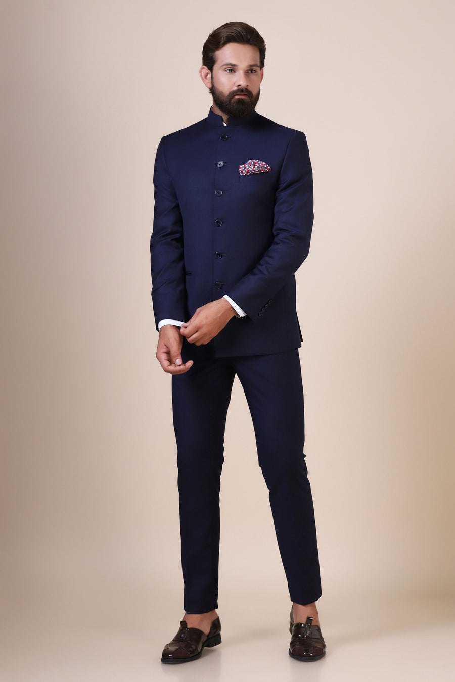 Navy Blue Bandhgala Suit