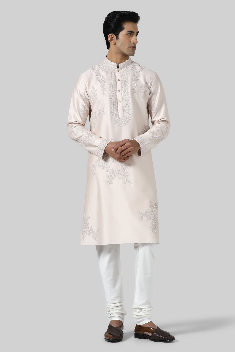 Peach Embroidered Kurta Set