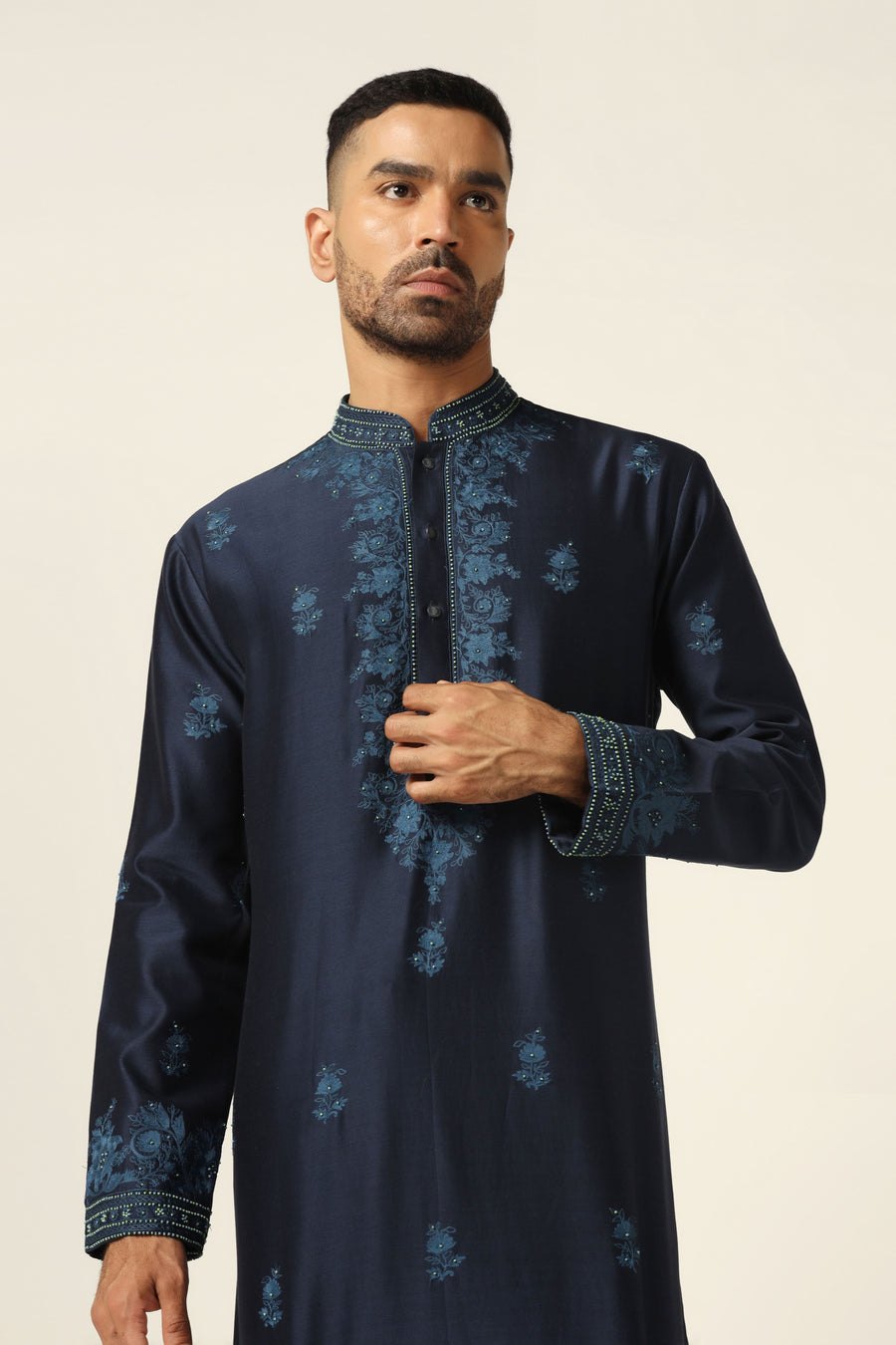 Navy Embroidered Kurta Pajama