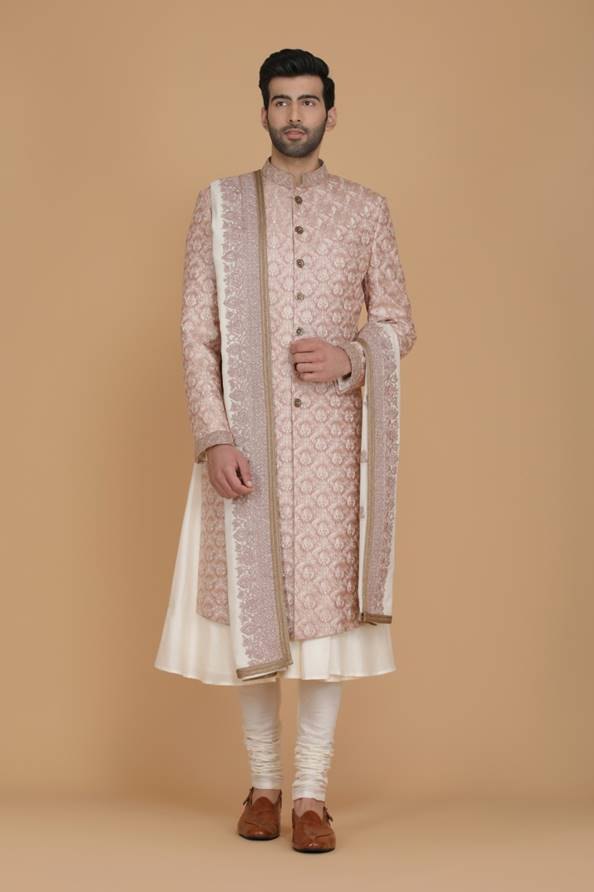 Pink Embroidered Indowestern