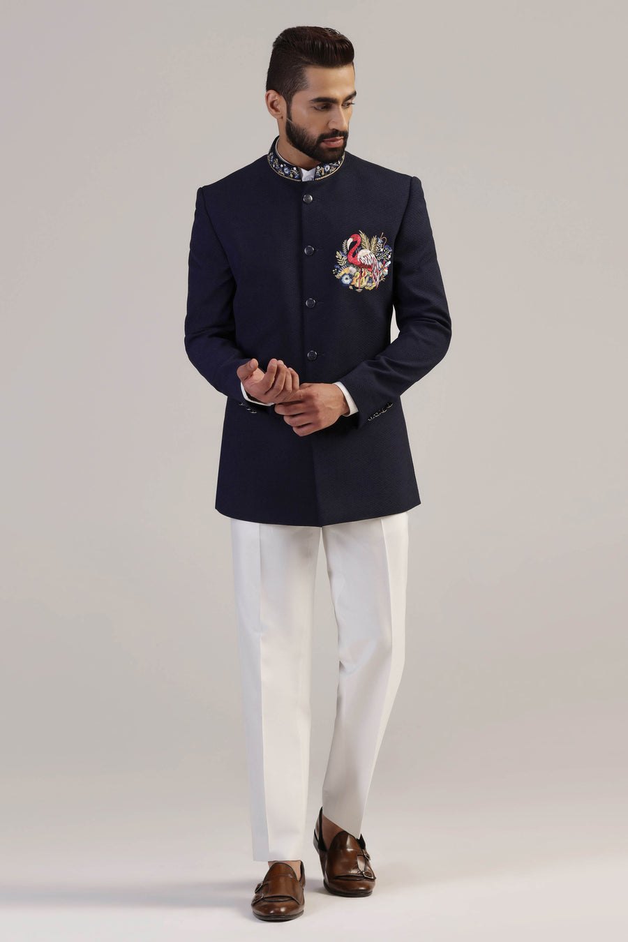 Navy Bandhgala Suit