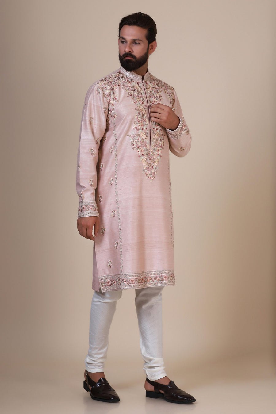 Pink Embroidered Kurta Pajama