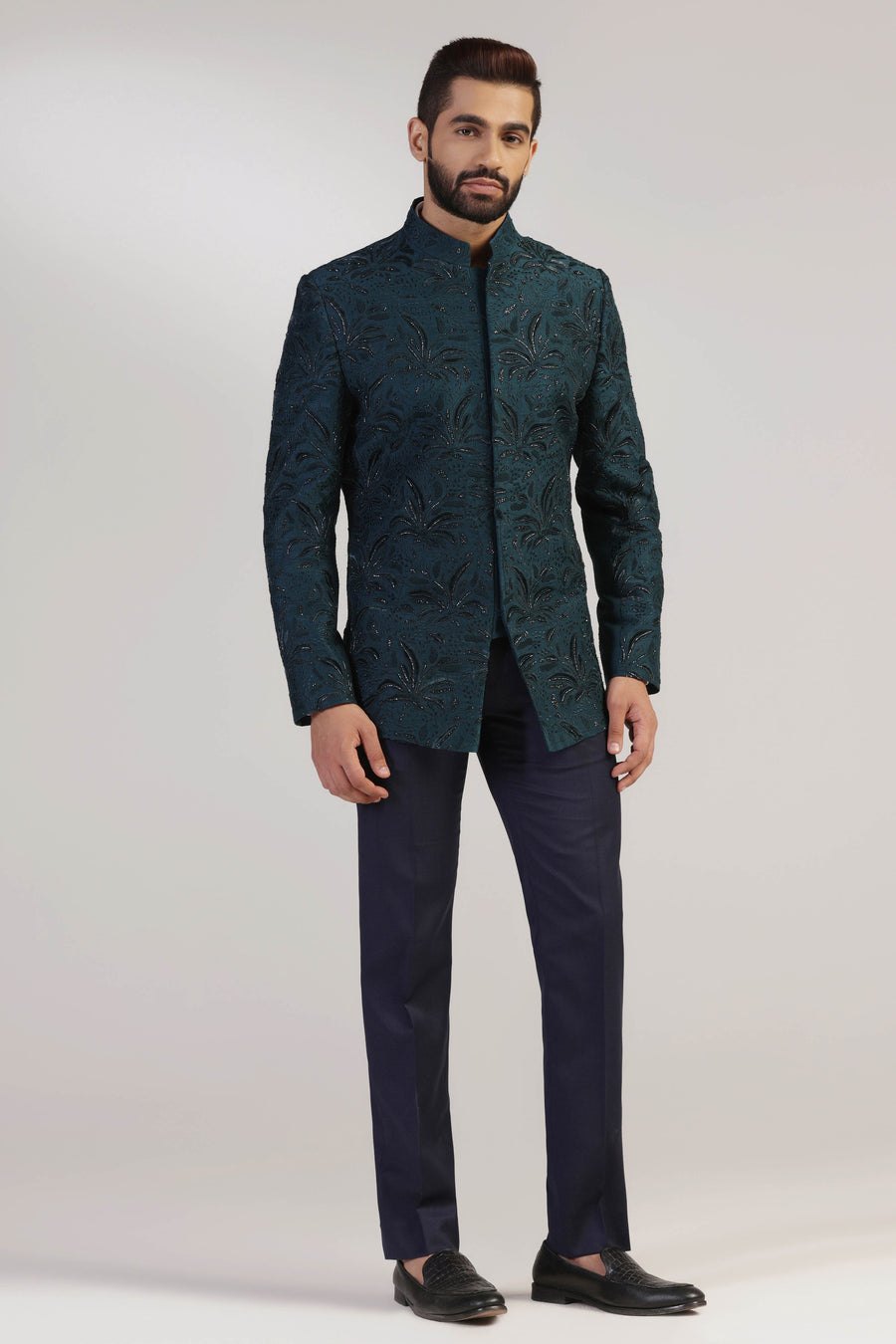 Green Embroidered Bandhgala