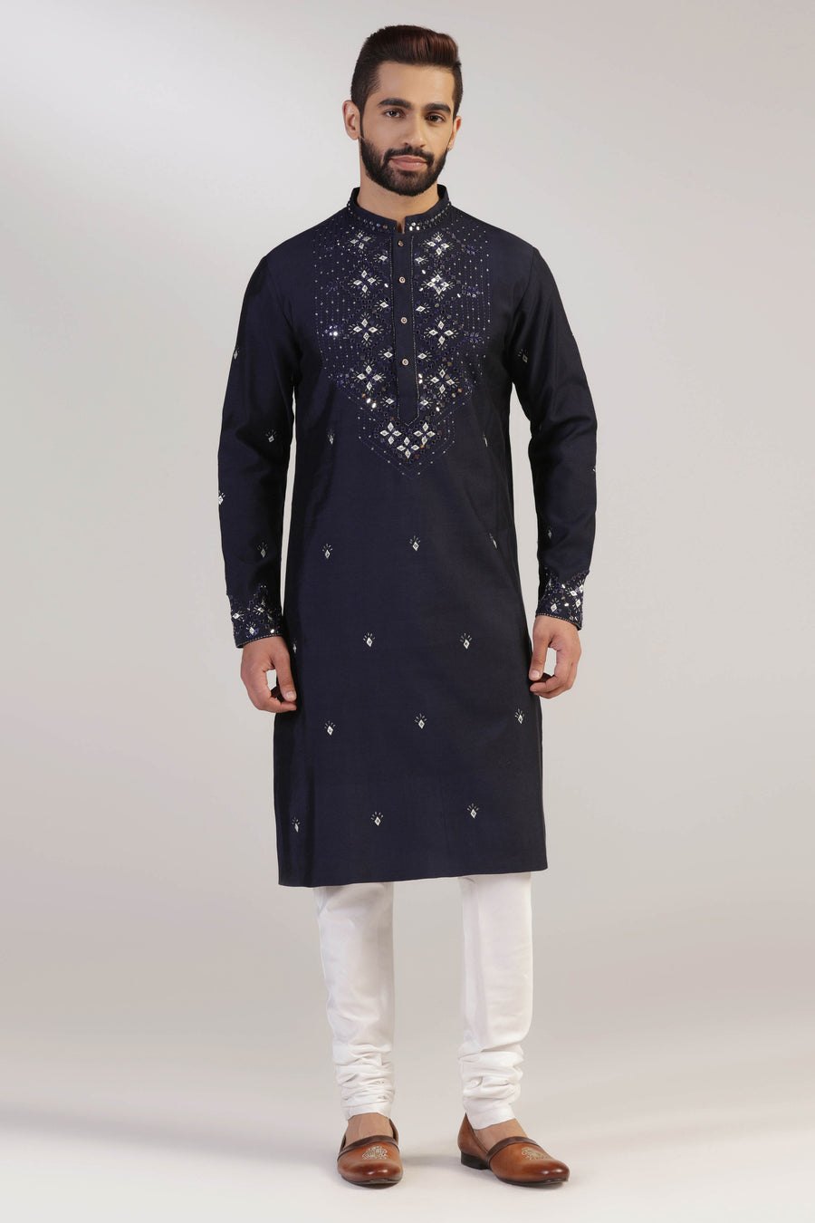 Navy Mirror Kurta Pajama