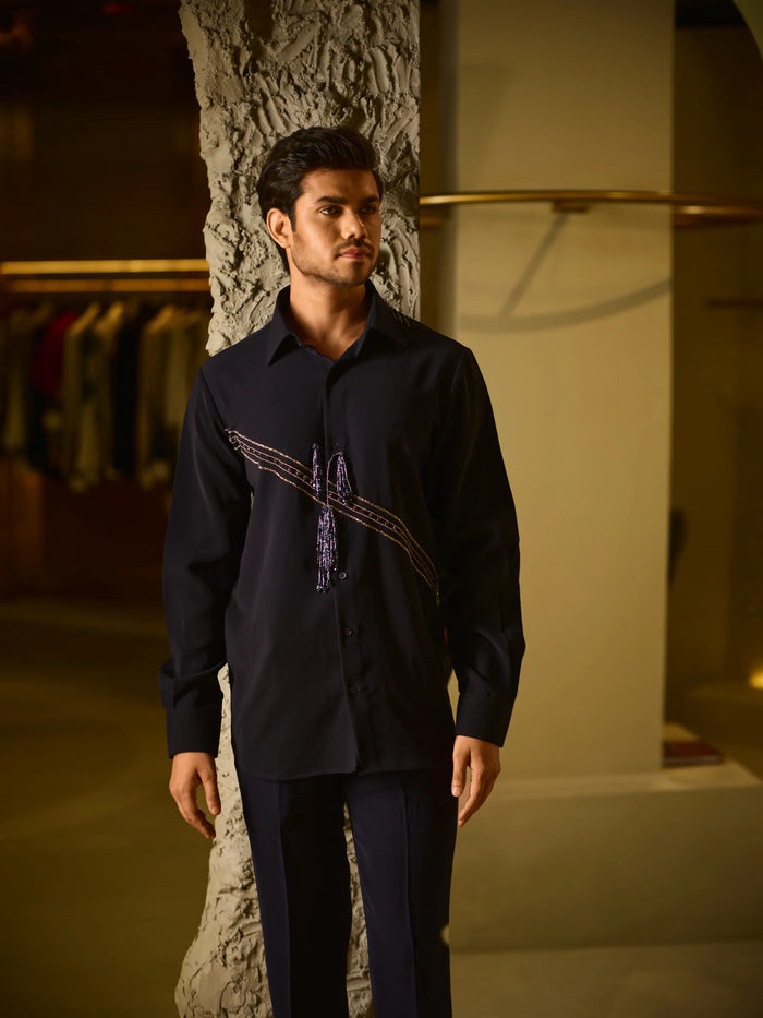 Navy Blue Shirt Set