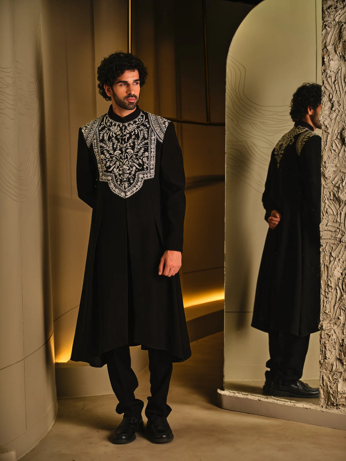 Ornate Black Embroidered Gown