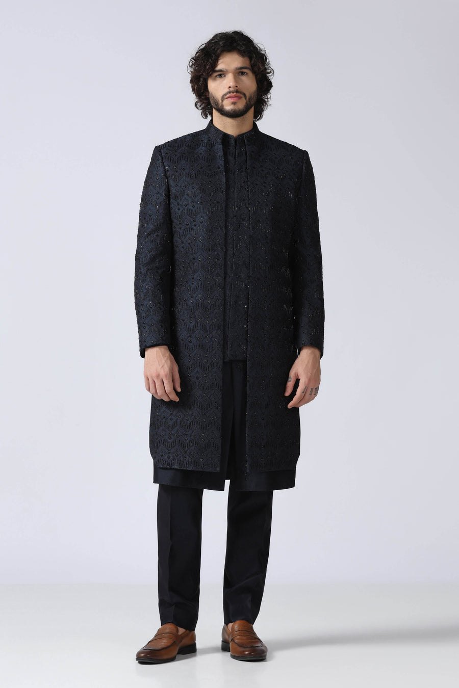 Navy Layered Indowestern
