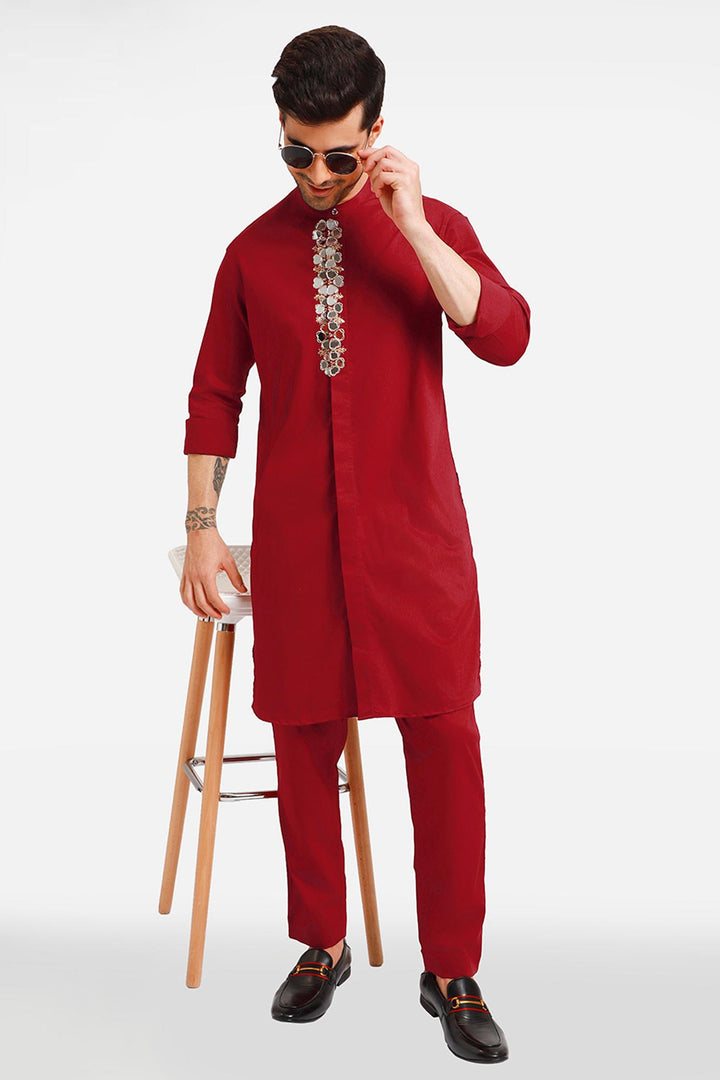 Mirror Kurta - Burgundy