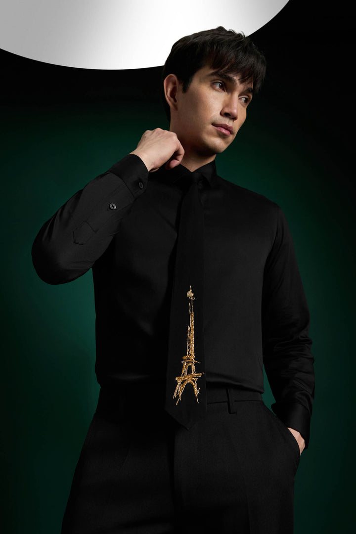 Eiffel Tower- Hand Embroidered Designer Tie