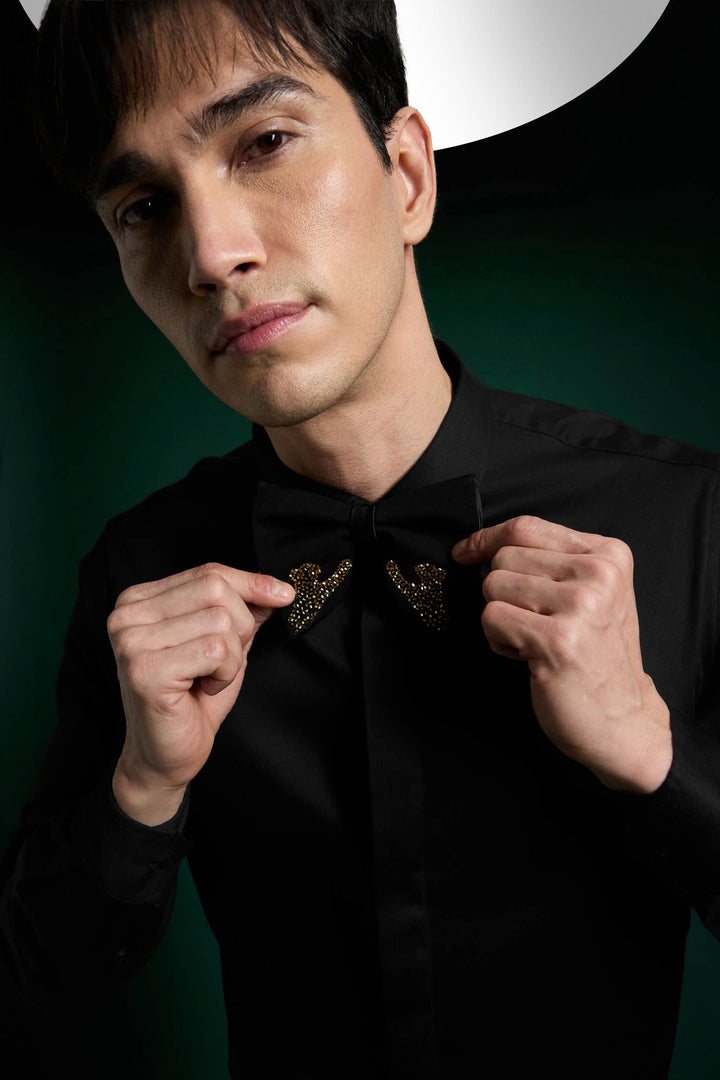 Panther Pounce - Hand Embroidered Designer Bow-Tie