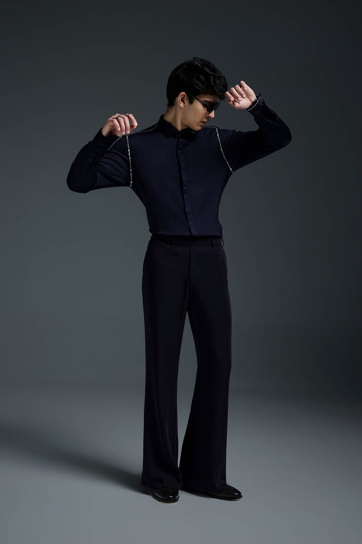 Sprinkle - Hand Embroidered Designer Shirt - Navy