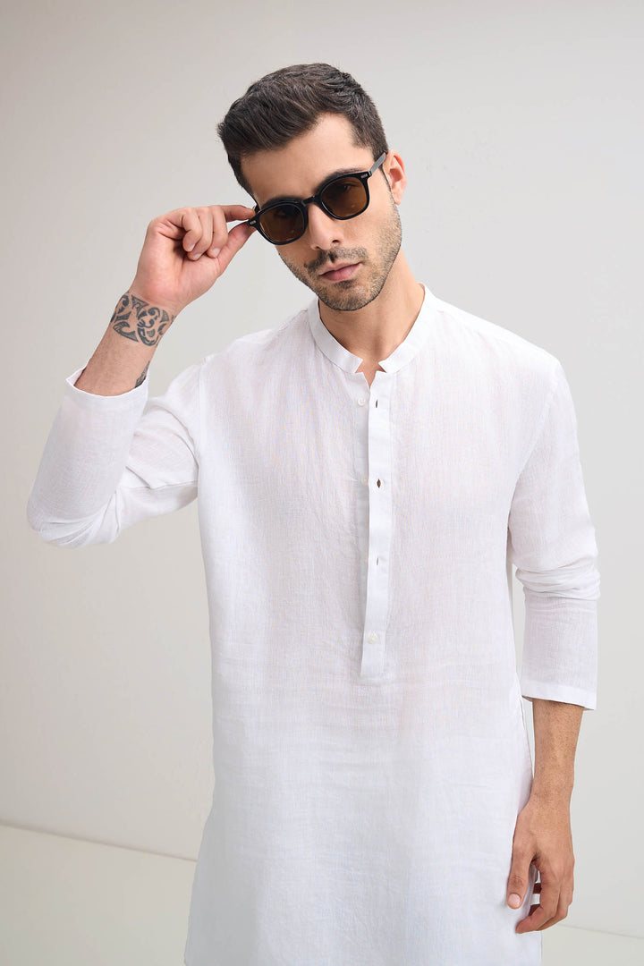 Irish Linen Kurta - White